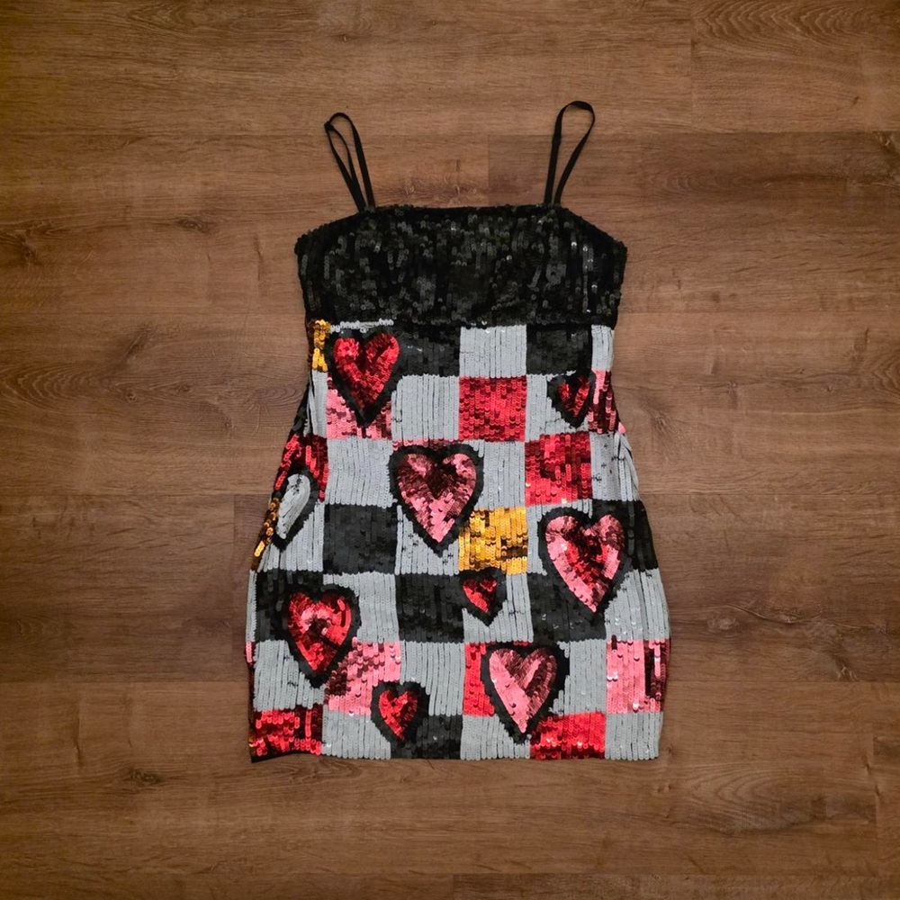 Nasty Gal Sequin Heart Pattern Dres-rare sold out online